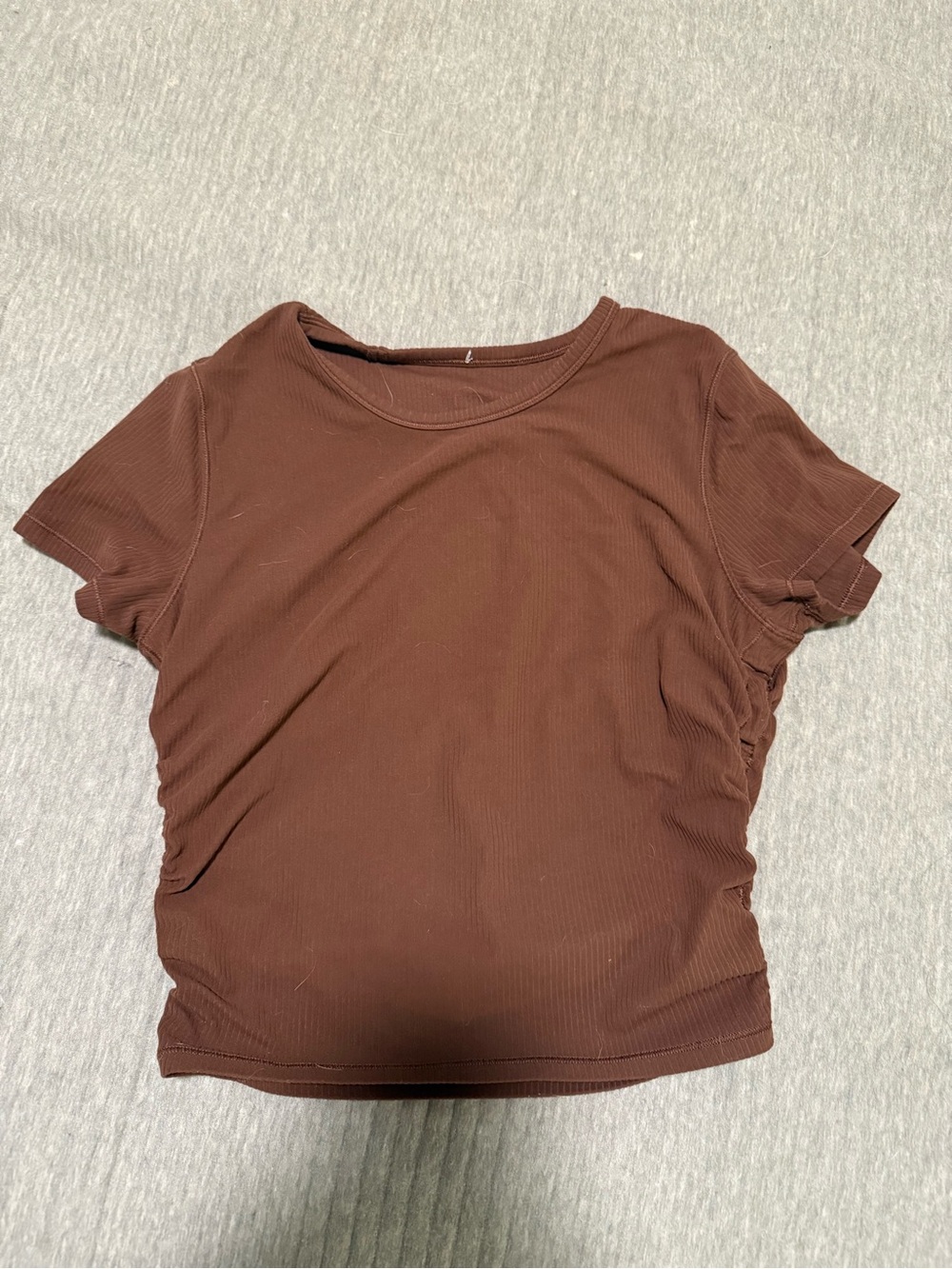 lululemon athletica Brown Ribbed Short Sleeve Tee
